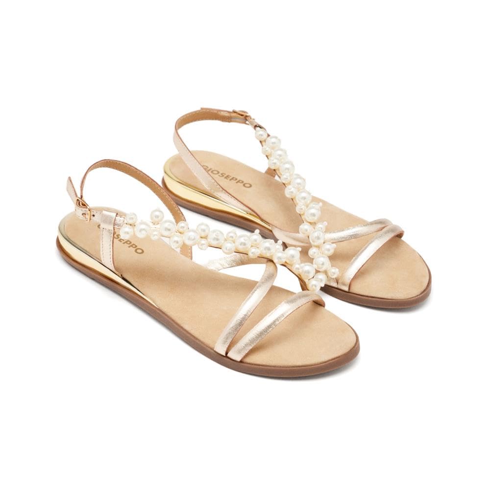 GIOSEPPO Templeton Leather Pearl Sandals, Platinum, 7 UK