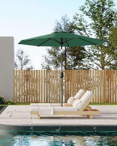 7.5FT Outdoor Patio Umbrella, Outdoor Table Umbrella, Market Umbrella With Push Button Tilt and Crank, 6 Sturdy Ribs UV Protection Waterproof for Garden, Deck, Backyard, Pool,Navy Blue