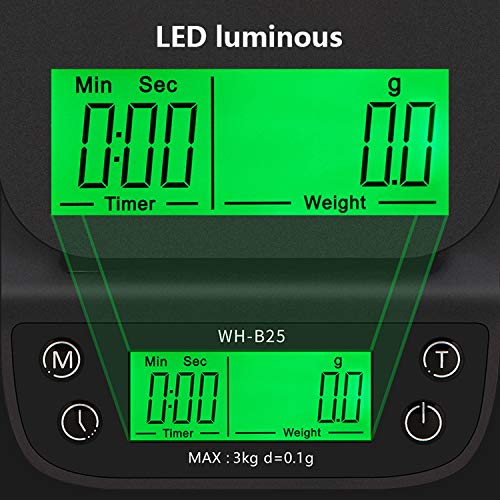 Anself WH-B25 Tela de LCD de alta definição LED Retroiluminação verde Café feito à mão Balança eletr