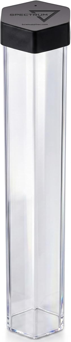 BCW Large Playmat Tube | One Tube - Single Hexagon Playmat Holder for 24" x 14" Mats | Plastic MTG Mat Tube | Protective Storage Case for TCG, MTG, and Card Games