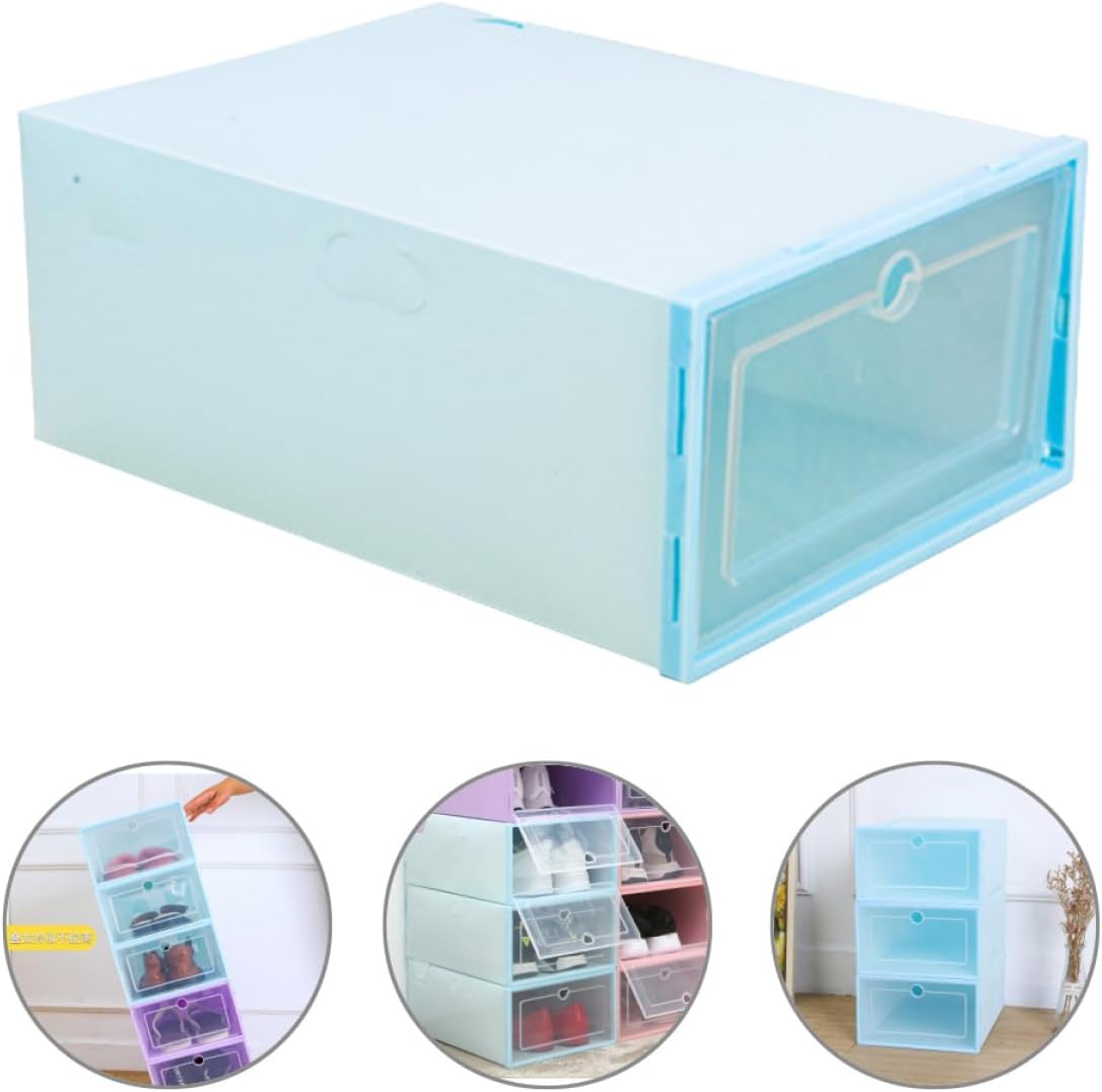 6pcs Shoes Case Window Design Stackable Cardboard Storage Boxes Easy to Find Your Shoes Keep Home Tidy