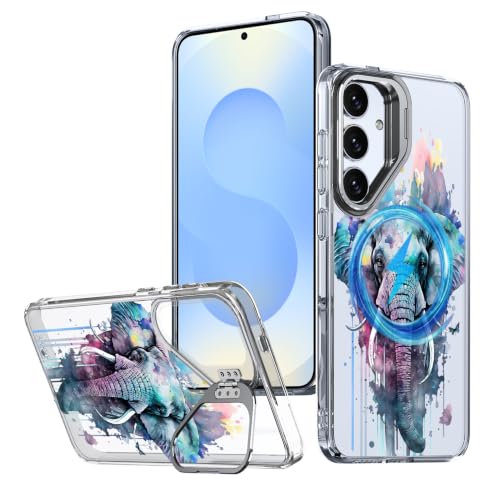 Coque S25 aimantée rigide Ecute avec anneau de support pour Samsung Galaxy S24 protection fine