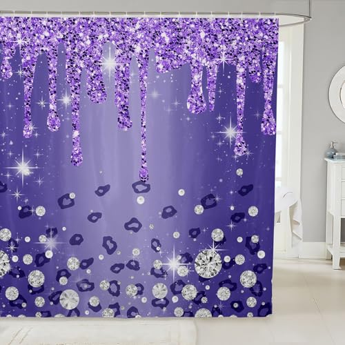 Feelyou Glitter Print Diamond Shower Curtain Bathroom 72" x72 Waterproof