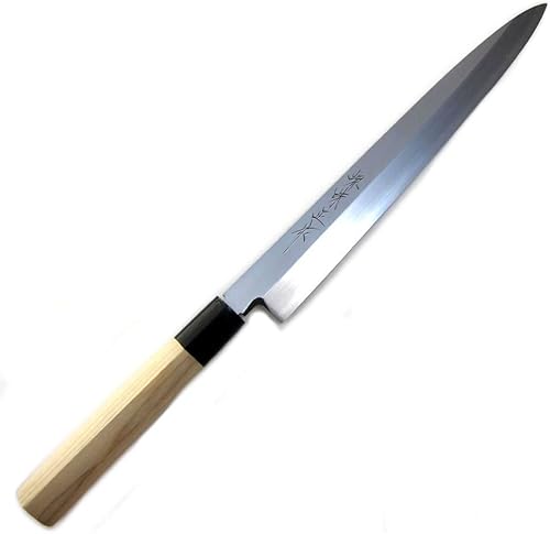 Houcho. com Sakai Ajimasa, 10.6 pulgadas (10.630 in) Cuchillo de sushi Yanagiba de acero blanco Kasumi