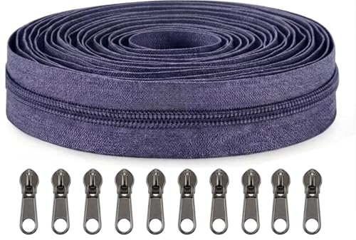 Image of Zipper Roll (Number : 5) 5 Meter with 10 Zip Puller - Two Way Open-Ended Nylon Zipper (Deep Lavender, 5 Meter)