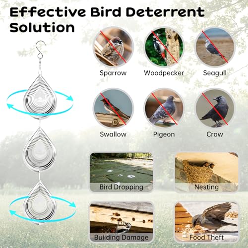 18 Pcs Stainless Steel 3D Wind Spinners with Reflective Discs – Garden Decor for Yard, Patio, Windows, Trees & Outdoor Spaces by Roneenz - Used condition - Image 3