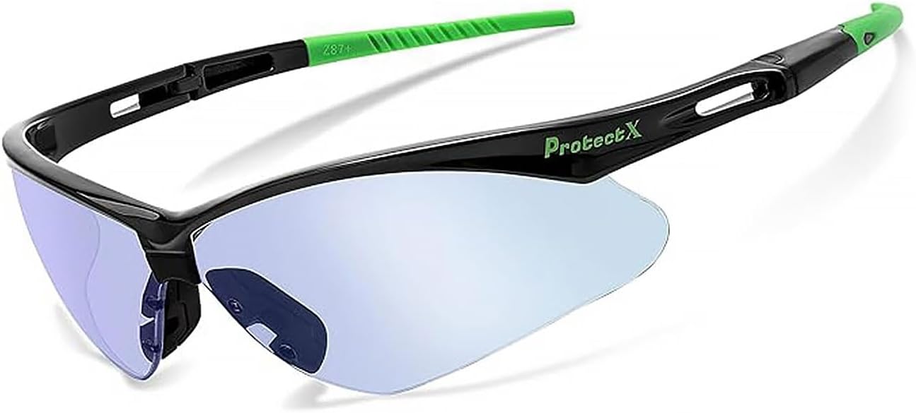 ProtectX 安全メガネ 男女兼用 ラップアラウンド 曇り止め 傷防止 軽量 保護メガネ