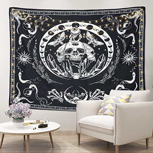 Dremisland Cranio Arazzo Bianco e Nero Arazzo da