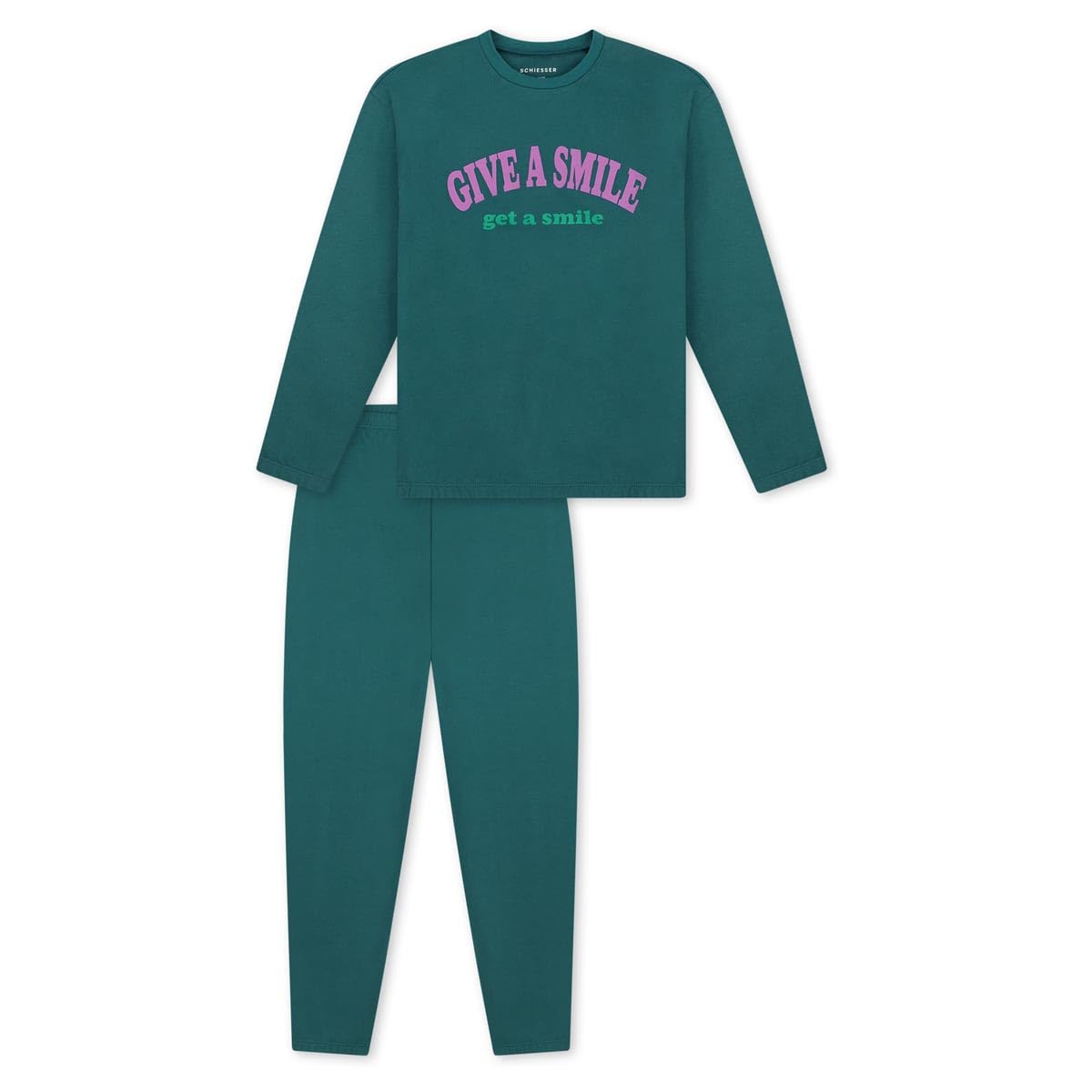 Schiesser Mädchen Schlafanzug Set Pyjama Lang mit Bündchen 100% Baumwolle - Größe 98 Bis 176 Pyjamaset