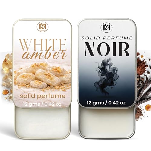Image of Dr.Mashur Solid Perfume |White amber&Noir Alcohol Free Wax Perfume Balm, Long Lasting | Pocket Tin 12g, Pack Of 2| Non Greasy Smooth Glide, Travel Friendly Men And Women