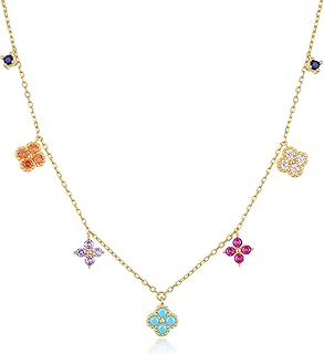 Collier Femme Or avec Trefle 4 Feuilles Colorés Bijoux Femme Or Raffiné et Gracieux Cadeau Anniversaire Cadeau Meilleure Amie