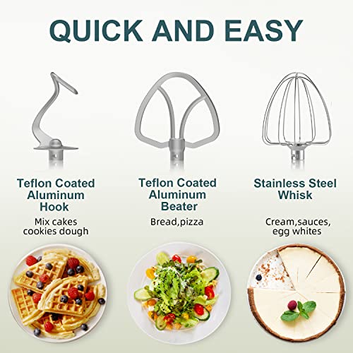Howork Electric Stand Mixer,10+p Speeds With 6.5QT Stainless Steel Bowl,Dough Hook, Wire Whip & Beater,for Most Home Cooks,Black - Image 5