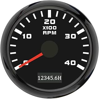 ELING 52mm Diesel Engine 4000RPM Tachometer Gauge with Hour Meter 12V 24V with Red Backlight for Truck RV