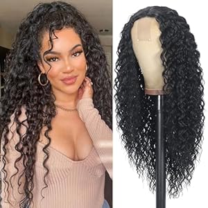 Curly Wig for Women long Black Curly Wigs 26inch Synthetic Middle Part Wig Natural Looking Hair Replacement Curly Wigs for Daily Party Use