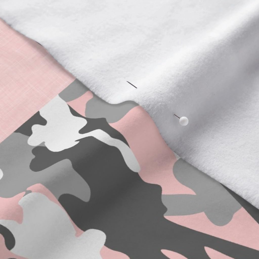 Spoonflower Fabric - You Loved Little Lady Pink Grey Camo Woodland Patchwork Girl Printed on Polartec(R) Fleece Fabric by The Yard - Sewing Blankets Loungewear and No-Sew Projects