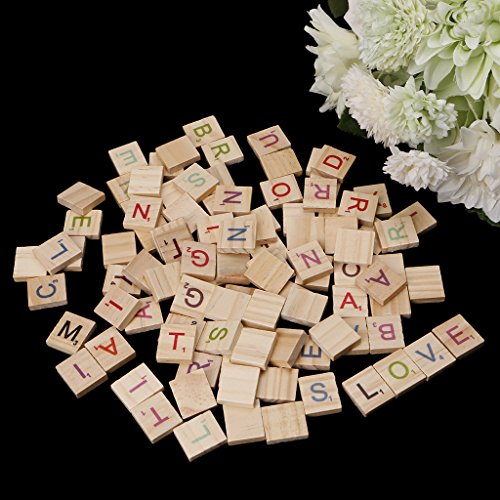 100 fichas de madera con letras y números coloridos miniatura 4