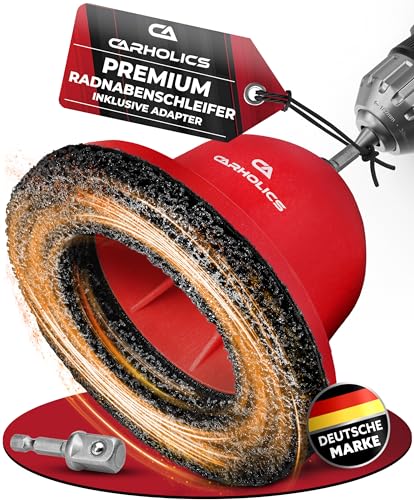 CARHOLICS Radnabenschleifer Auto 90150mm inkl. Adapter Radnabenreiniger & Radnabenschleifer für Akkuschrauber Radnaben Schleifer Nabenschleifer KFZ radnaben bürste