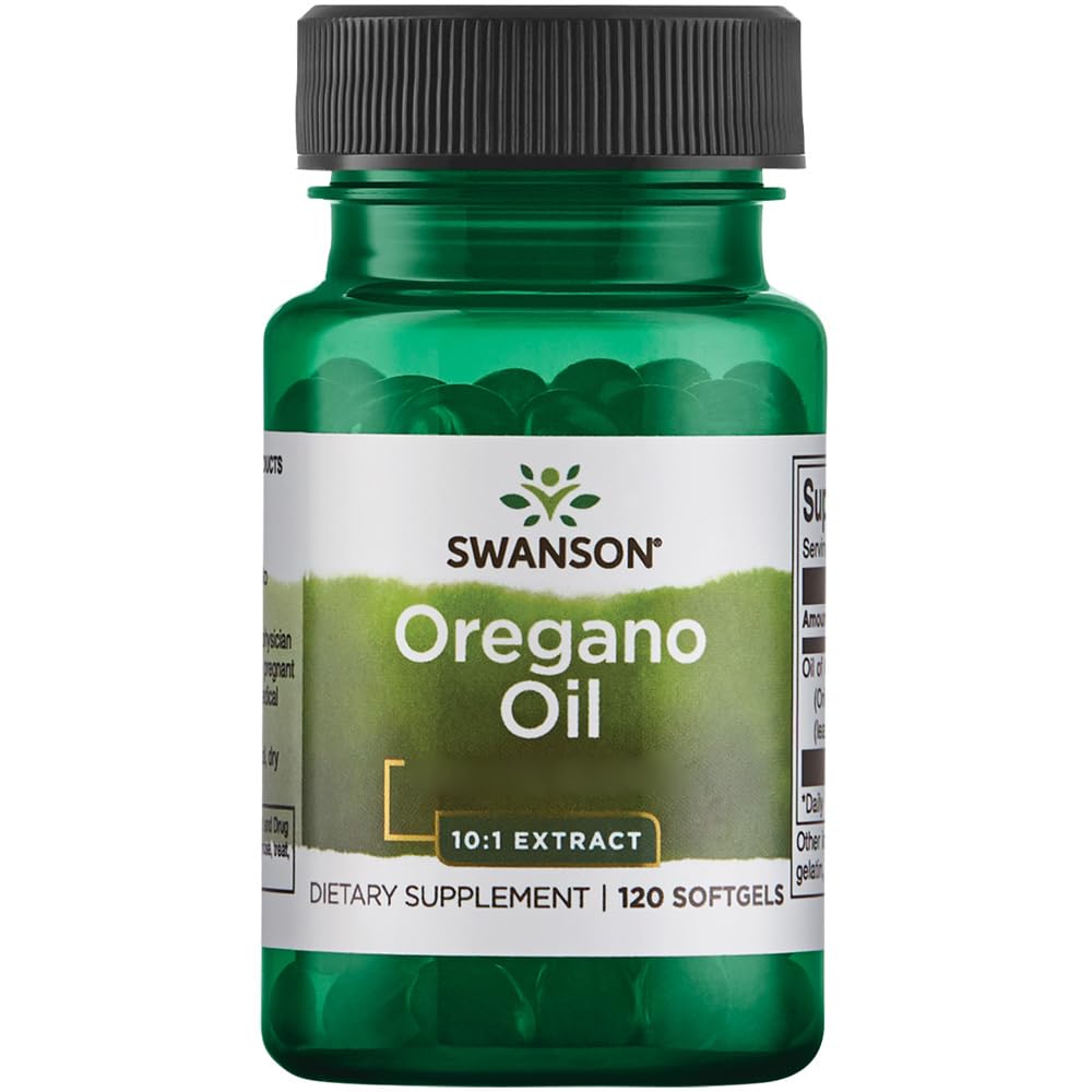 Swanson Oregano Oil (olio di origano), Origanum vulgare, 150mg, 120 capsule morbide, altamente dosato, Testato in Laboratorio, Senza Soia, Senza Glutine, Non OGM