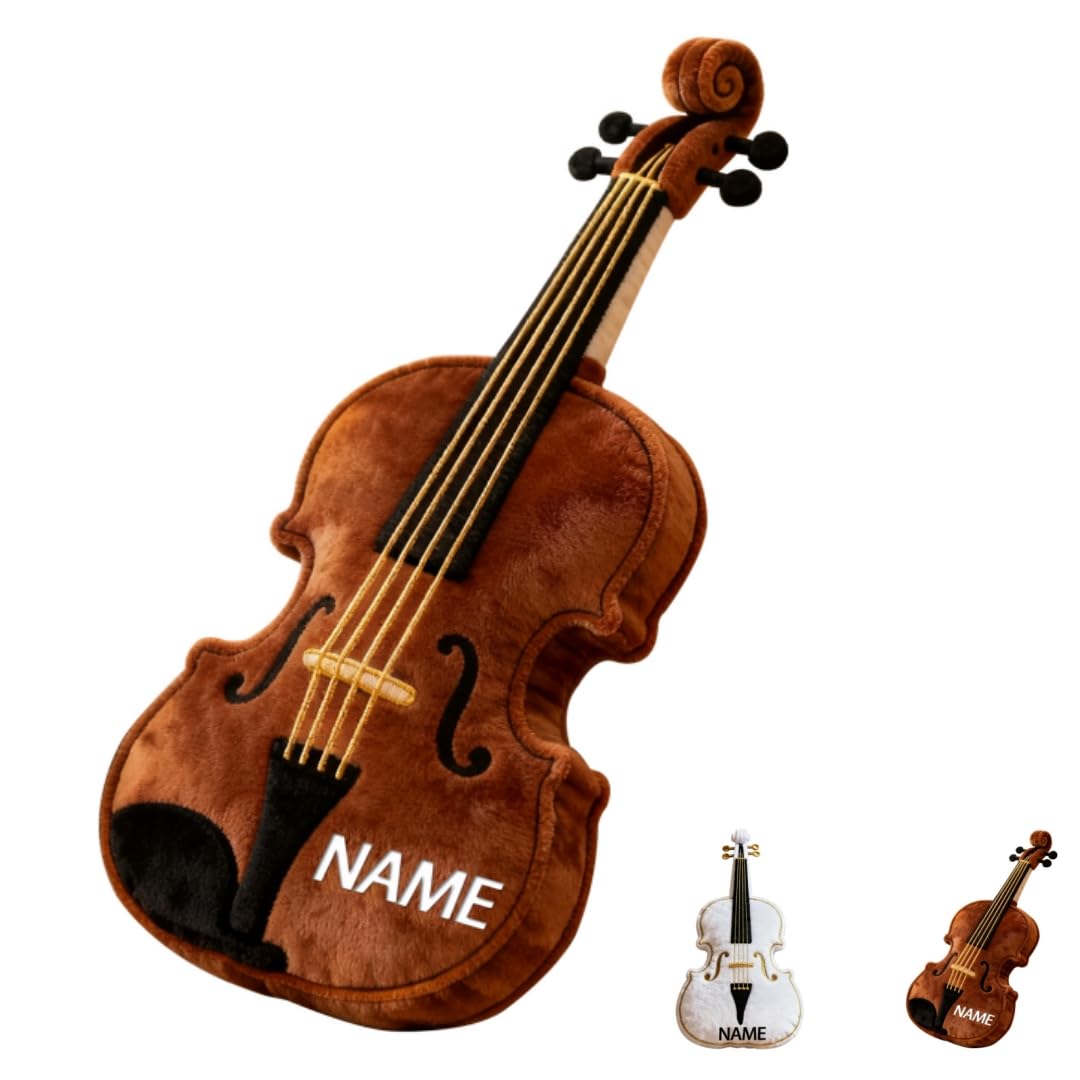 Personalized Violin Cello Shaped Pillow with Name Fashion Cute Music Instruments Theme Body Pillow for Sofa Bed Couch Chair Club Custom Violin Cello Cushions Party Decor Gift for Music Lovers Musician