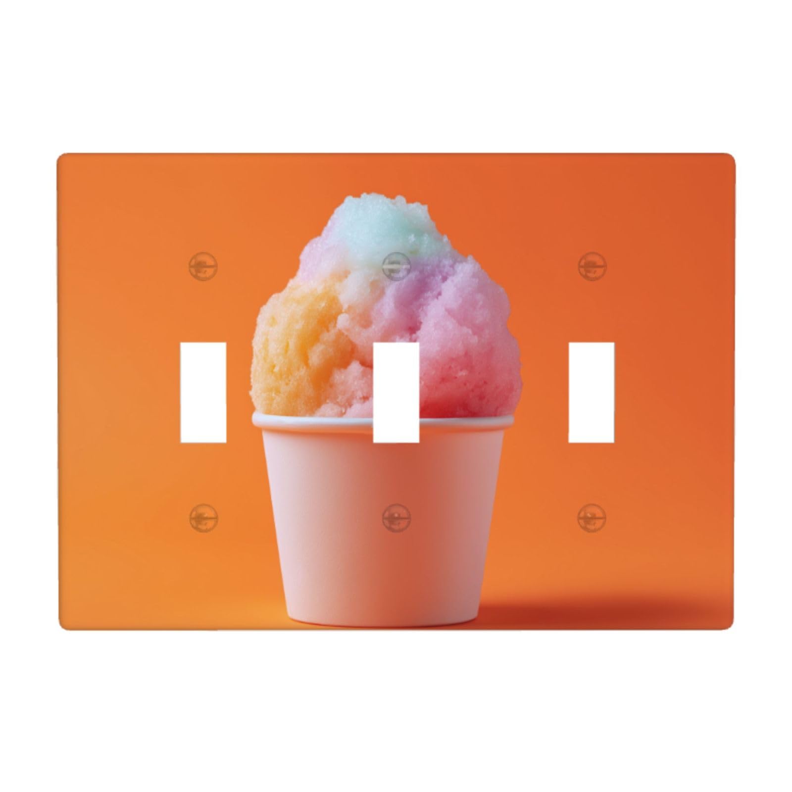 Colorful Shaved ICES On Orange Light Switch Covers 3 Gang Triple Toggle Wall Plate Switchplate Electrical Faceplate for Bathroom Kitchen Bedroom Decor