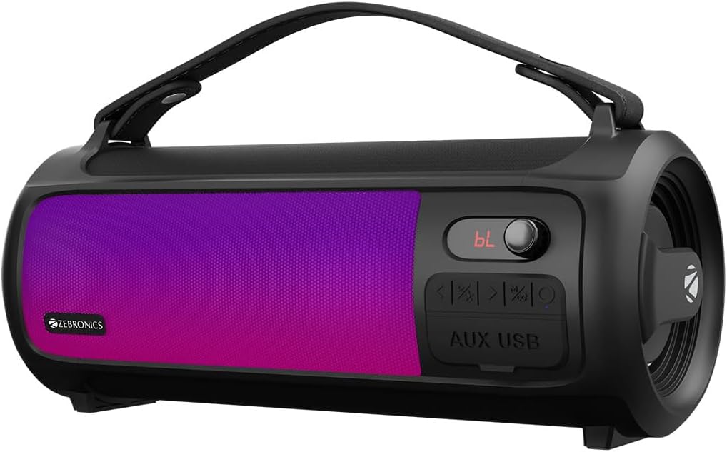 Newly Launched Rocket 500 20W Output, Portable Wireless Speaker with Bluetooth, TWS, 15h Backup, FM Radio, USB, AUX, 6.3mm Wired Mic Support, RGB Lights, Detachable Carry Strap