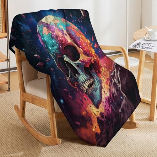 Couverture skull en flannel 3D pour canapé lit 100x130cm - 8