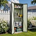 Patiowell 28 Cuft Outdoor Storage Cabinet, Metal Storage Shed with Lockable Door & 3 Adjustable Shelves, Indoor Outdoor Vertical Waterproof Tool Shed for Backyard Garden Patio, Black