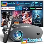 [Google TV/Voice Control]GooDee 4K UHD Smart Projector with WiFi and Bluetooth, Portable Movie Projector with Netflix / Prime Video / YouTube Built-in, Dolby Sound Home Theater for Indoor/Outdoor
