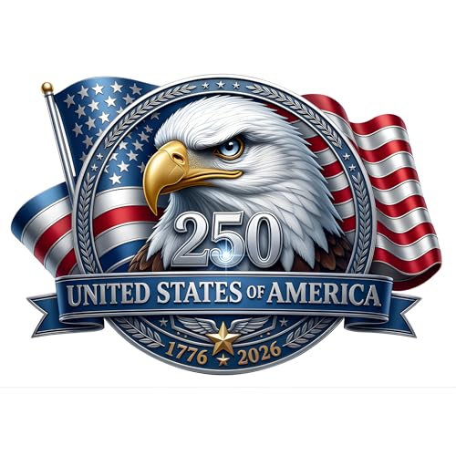 Image of 2-Piece USA 250th Anniversary Patriotic Car Decal