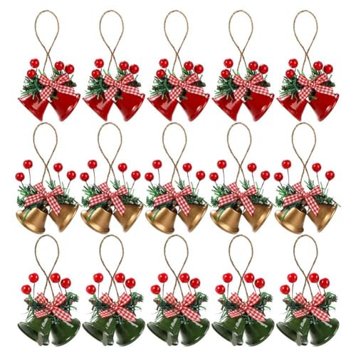 Lnfxkvva 15 adornos de campanas de Navidad, cascabeles colgantes, adornos para cascabel, colgantes de campana para árbol de Navidad, campana colgante