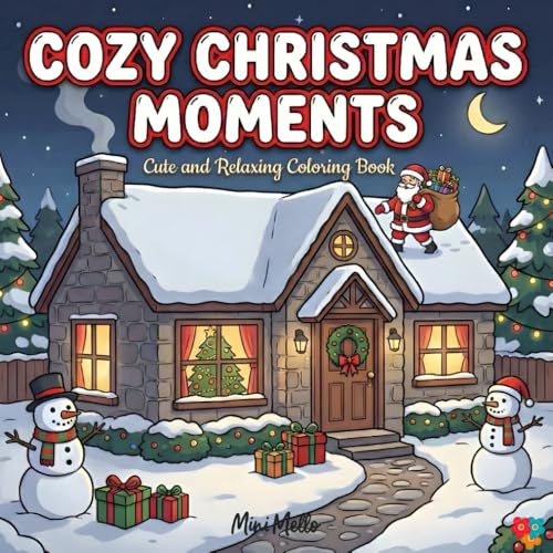 Cozy Christmas Moments: Cute and Relaxing Coloring Book for Adults and Kids,Relaxing Christmas Holiday with Cozy Illustrations