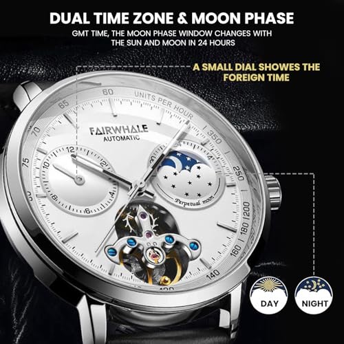 Image of WeCool Fairwhale Automatic Mechanical Watch for Men Luxury Skeleton Analog Men's Watch 50M Waterproof Luminous Unique Cool Wrist Watchs | Best Gift for Males