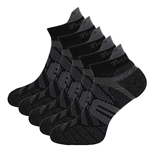 Toes&Feet Men's Anti Odor Quick Dry Cushioned Low Cut Compression (20-30mmHg) Running Socks