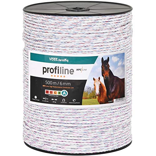 VOSS.farming 500m Electric Fence Rope | Ø 6mm | ProfiLine | 6x0.25 HPC® (High Performance Conductors) | White