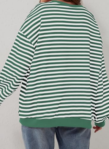 Image of Eytino Women Plus Size Striped Color Block Crewneck Sweatshirt(1X-5X) | Oversized Pullover Tops,Long Sleeve Casual Shirt,Workout & Daily Wear,2026 Fall Fashion Clothes Outfits