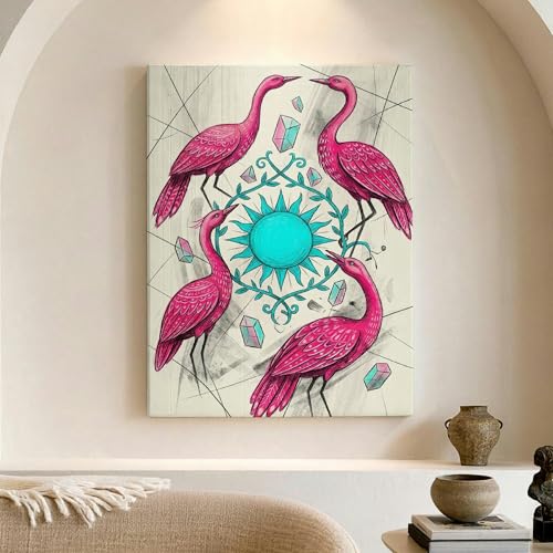 Lienzo de aves tropicales turquesa para llenar de paz y arte moderno las paredes de tu hogar