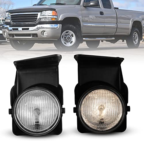 CPW OEM Fog Lights Fit For 2003-2006 GMC Sierra 1500 2500 3500, Driver & Passenger Driving Fog Lamps Fit For 2007 GMC Sierra 1500 2500 3500 Classic (Black Housing Clear Lens)
