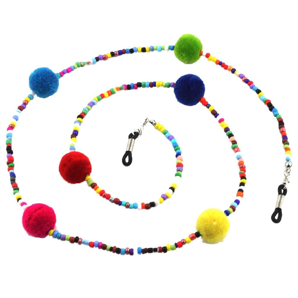 Colorful Plush Ball Beads Eye Glass Chains Sunglasses Eyeglass Necklace Cord Outdoor Activities Lady Fashion Accessory-image-41