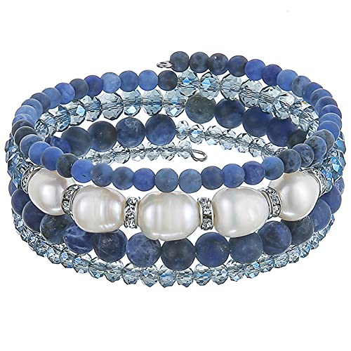 Beaded Freshwater Pearl Chakra Bracelet - Multi Strand Wrap Bracelet With Natural Crystal Agate Beads, Birthday Gifts For Women(29-Navy Blue) #TOP30