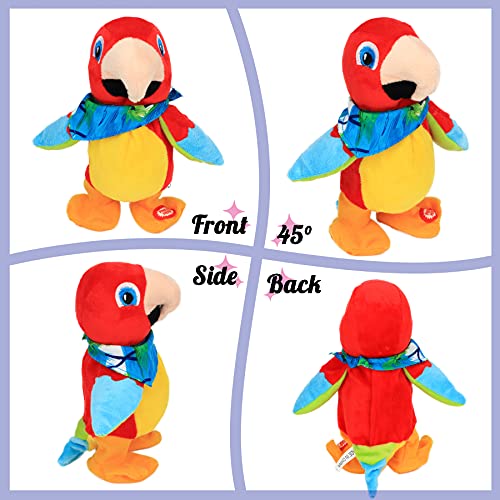 Hopearl Talking Parrot Repeats What You Say Walking Electric Interactive Animated Toy Speaking Plush Buddy Gifts for Toddlers Birthday Festival Holiday, 8'' by Hopearl - Used condition - Image 3