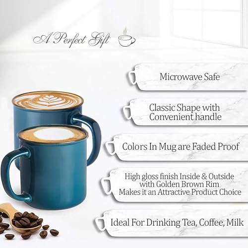 Image of Treo by Milton Glare & Snacks 4 Pcs Gift Set | 2 Premium 240 ml Ceramic Mug, Dark Blue & 2 Airtight 500 ml Glass Jars, Transparent | Durable, Microwave-Safe Mugs | Perfect for Home, Office & Gifting