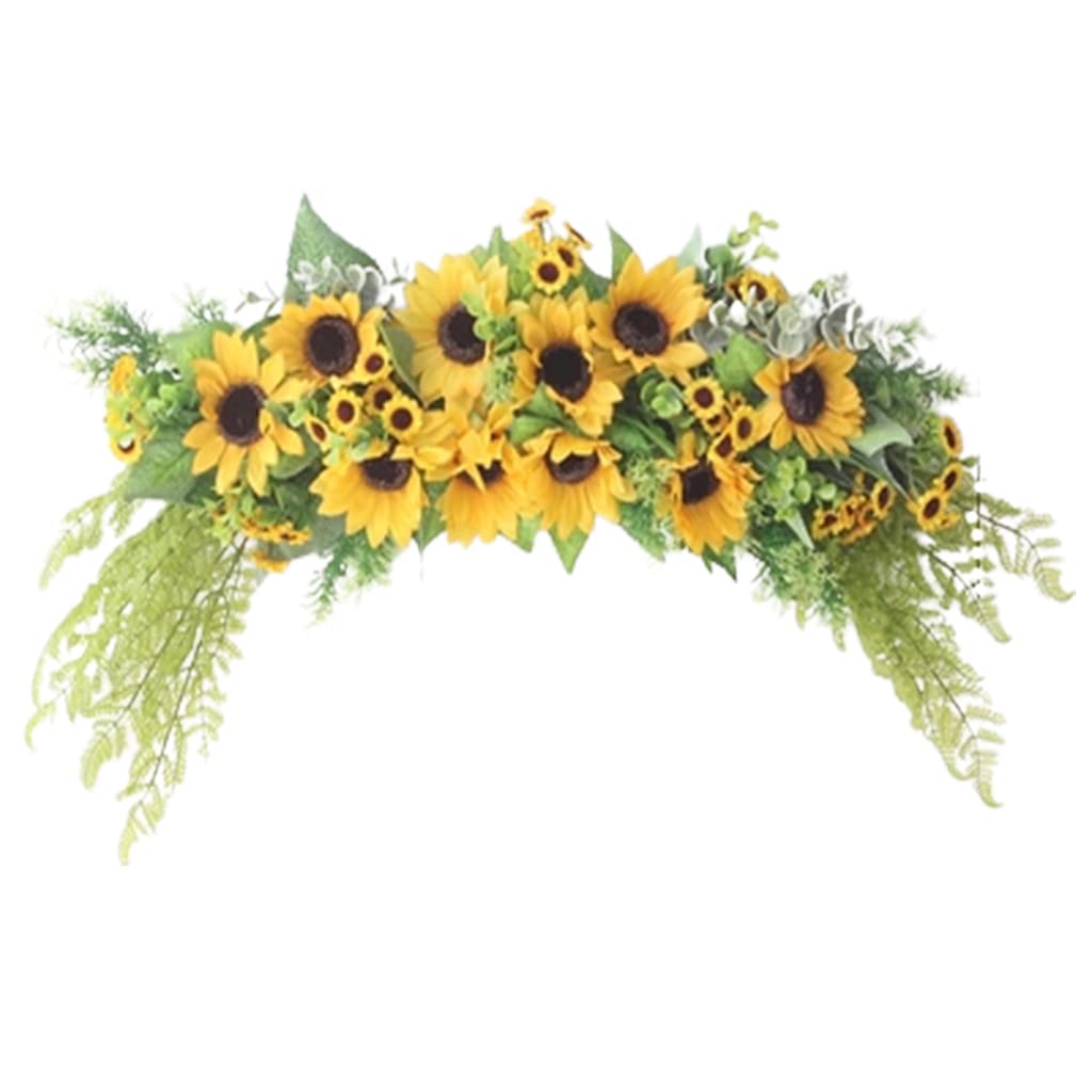 Couronne de tournesol déco de porche avant et intérieur style ferme automnale