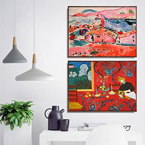 Por Henri Matisse Mantel Impresión de póster Decoración para el hogar Cuadros artísticos de pared para decoraciones para el salón Pinturas en lienzo 50x65cmx2pcs Sin marco Cover