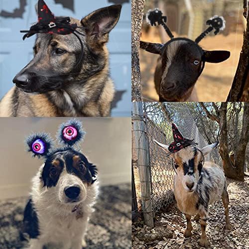 Miniatura 7 de TreereSea Diadema de Halloween, disfraz de brujas, paquete de 6 diademas de telaraña, bandas para el pelo de murciélago, aro de cabeza de resorte de