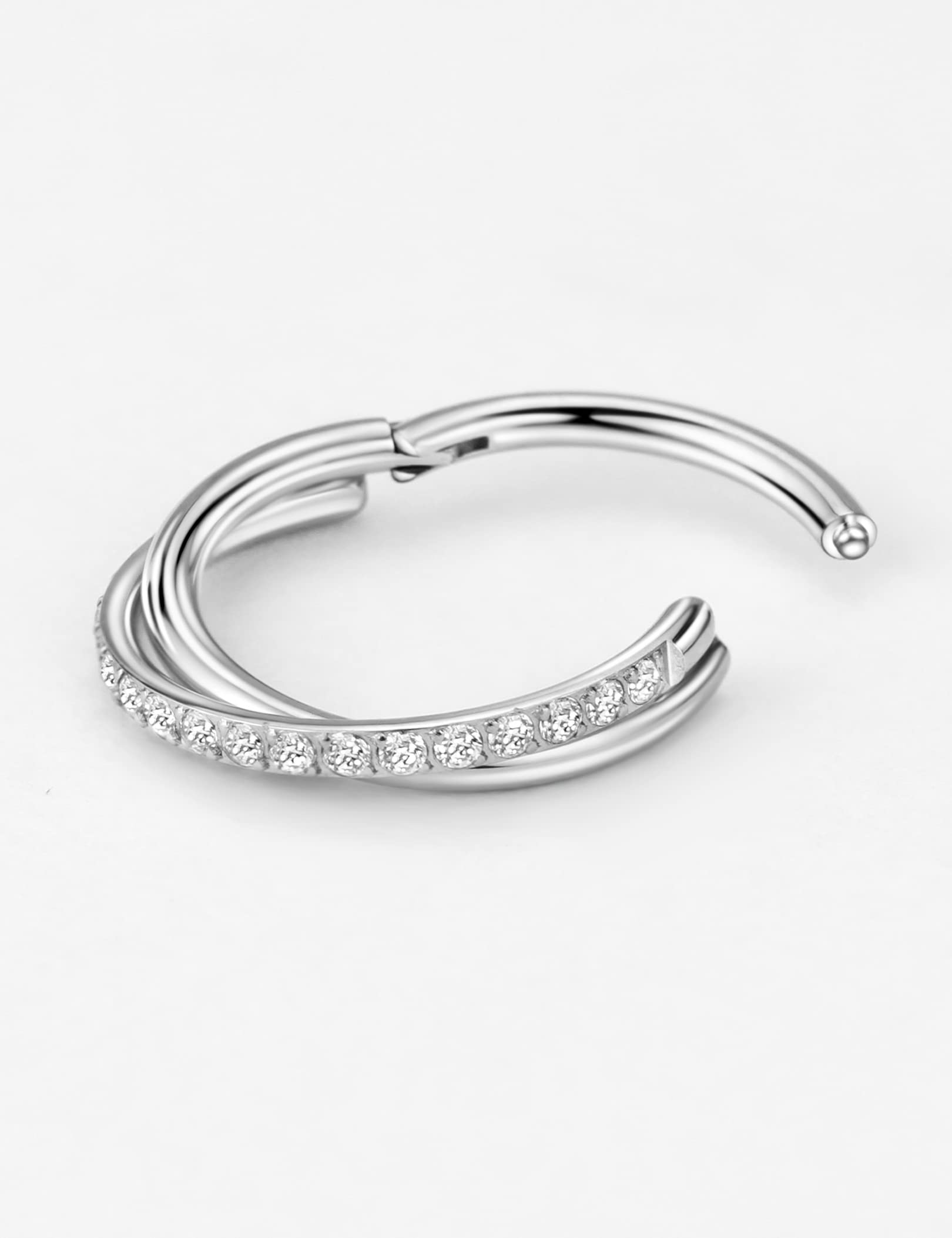 20G 18G 16G Klare CZ Nasenringe Hoop 316L Chirurgenstahl Knorpelohrringe Hoop 5-12mm Piercingschmuck Daith Helix Rook Tragus Piercingschmuck Edelstahlohrring Silber Conch Piercingschmuck