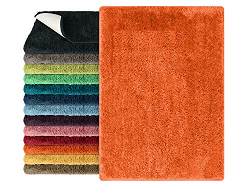 npluseins Mikrofaser Badteppich - viele Farben & Größen 800.1026, Terra, 50 x 70 cm