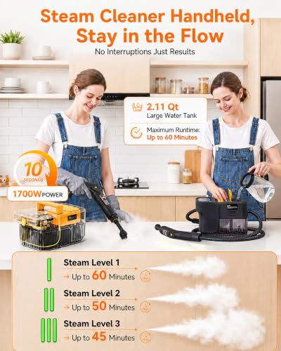 Image of Steam Cleaner, 3 Level Adjustable Handle with 18 Accessories