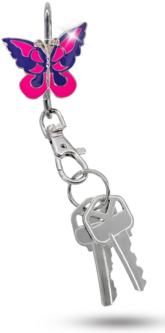 finders key purse Original, Patented Keychain Purse Hook, Key Holder with Clasp and Cute, Trendy Charm Bright Butterfly, Bright Butterfly, One Size-picture-39