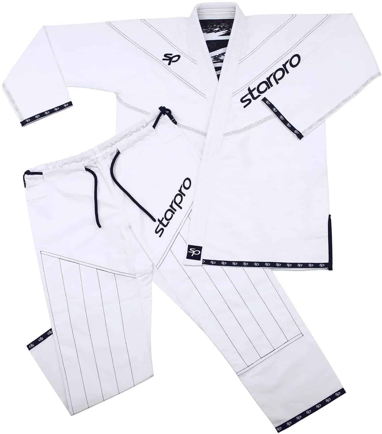 Starpro Kimono BJJ GI 350 Grammi in Miscela di Cotone. Kimono Professionale per Arti Marziali, Allenamento e Competizioni - Bianco, Blu e Nero - Uomini e Donne - A0 A1 A2 A3 A4 A5