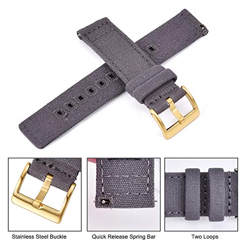 Image of Ritche Christmas Gift Canvas Vintage Quick Release Watch Band 18mm 20mm 22mm 24mm Replacement Watch Straps for Men Women, White Elephant Gifts, Stocking Stuffers for Men, Father's Day gifts